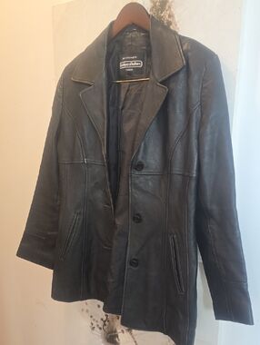 Vintage Leather Womens Tailored Jacket - Black - 8